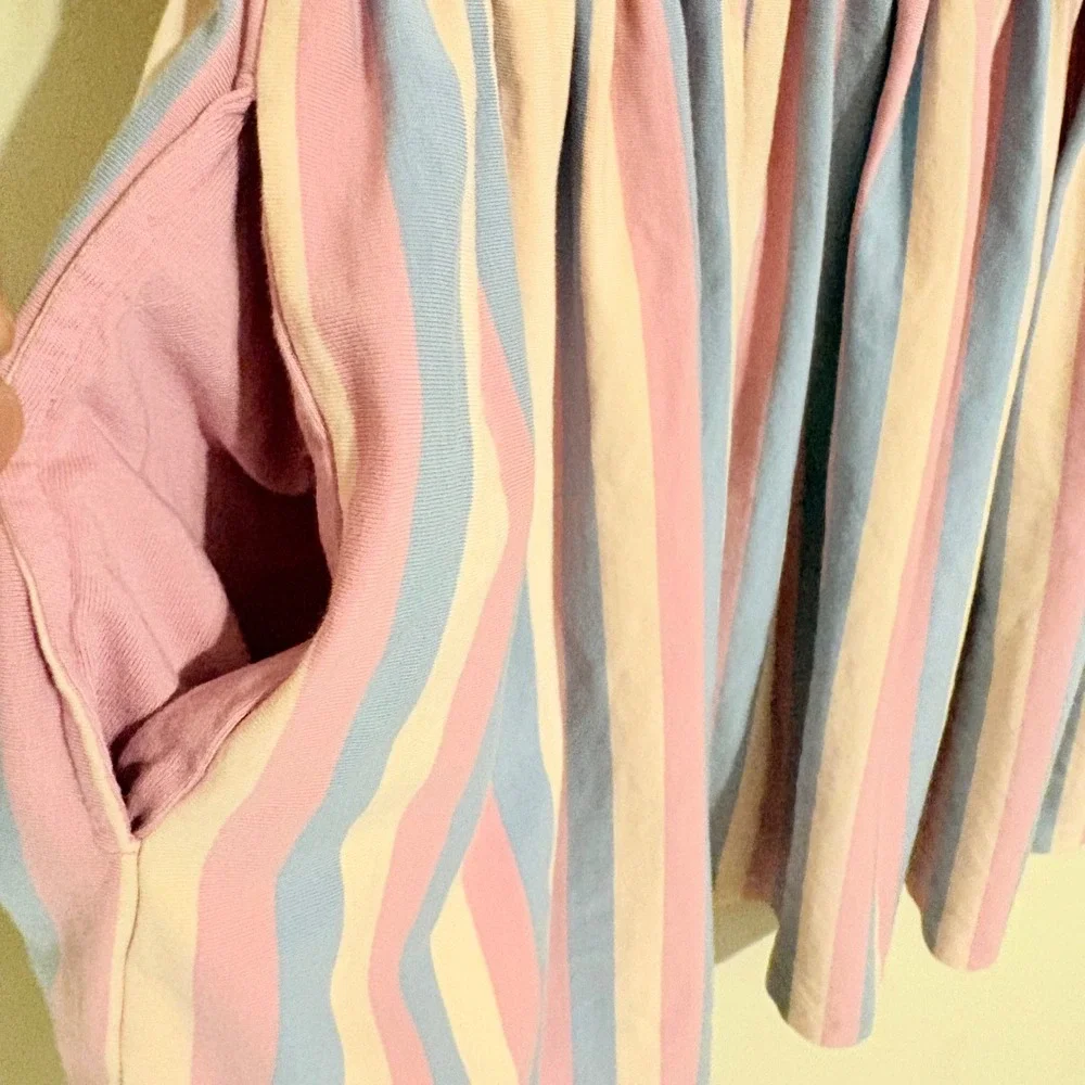 Matilda Jane Girls Emery Pink Blue Striped Ruffle Sleeve Dress Size 10 32005D